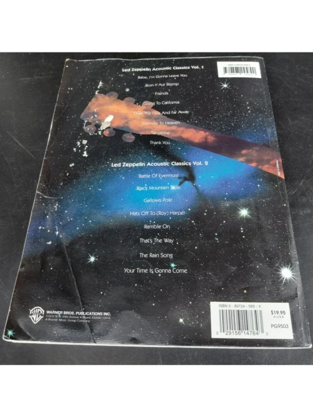 Vintage Led Zeppelin Acoustic Classics Vol1 Guitar Tab Songbook Warner Bros USA